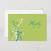 Turquoise Blue, Green, and White Floral Reply Card (Front/Back)