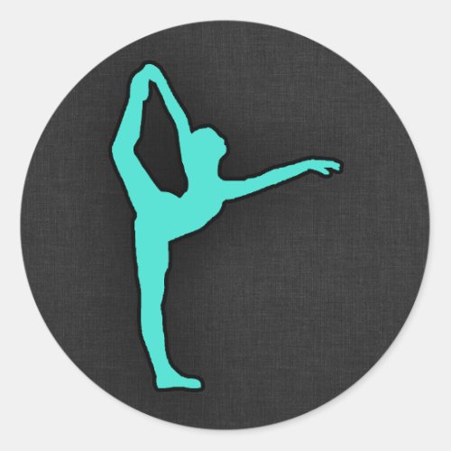 Turquoise Blue Green Ballet Dancer Classic Round Sticker