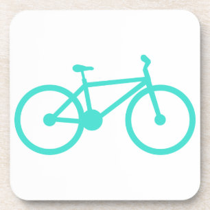 Turquoise; Blue Green Bicycle Drink Coaster