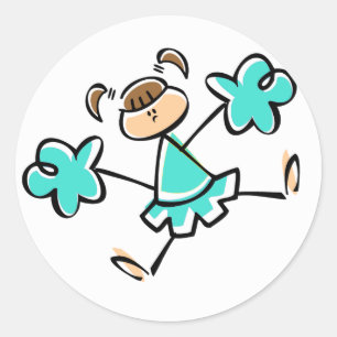 Turquoise; Blue Green Cheerleader Classic Round Sticker