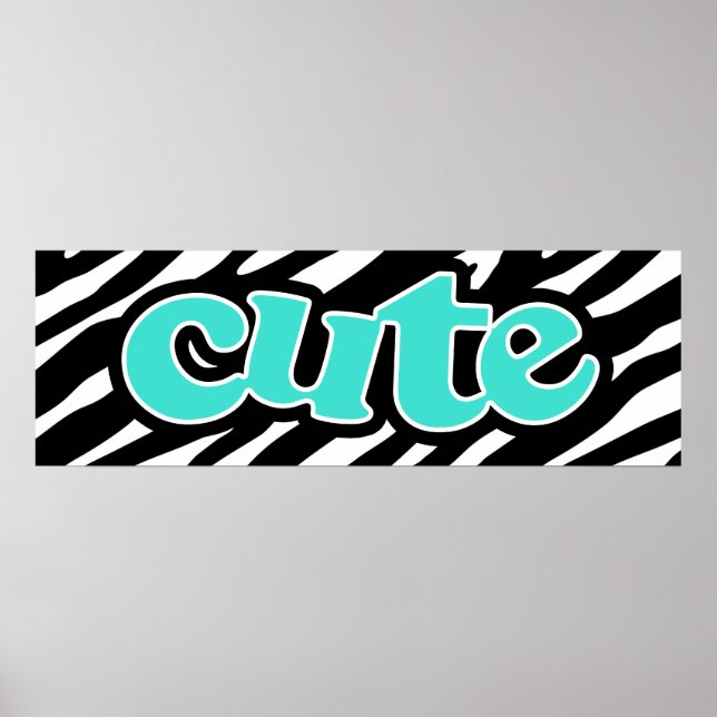 Turquoise; Blue Green CUTE; zebra stripes Poster (Front)