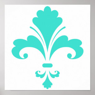 Fleur De Lis Posters Zazzle Turquoise Blue Green Fleur De Lis Poster