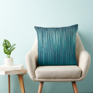 Turquoise Blue Green Graphic Pleat Stripe Pattern Throw Pillow