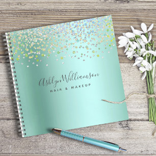Turquoise blue green hair salon makeup artist glam notebook