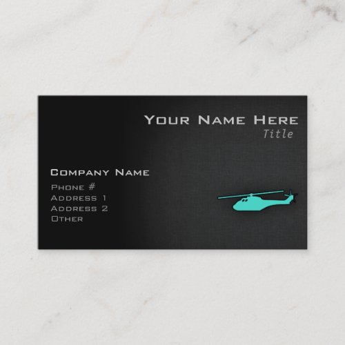 Turquoise Blue Green Helicopter Business Card