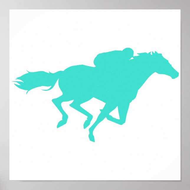 Turquoise; Blue Green Horse Racing Poster (Front)