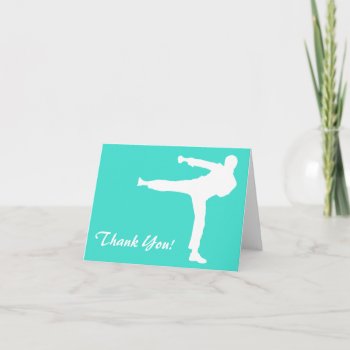 Turquoise; Blue Green Martial Arts Thank You Card by ColorStock at Zazzle