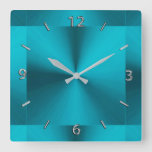 Turquoise Blue Green Metallic Clock at Zazzle