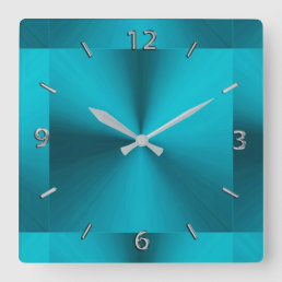 Turquoise Blue Green Metallic Clock