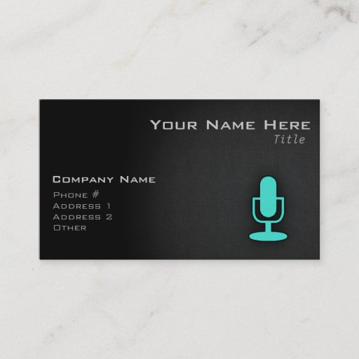 Customizable Turquoise, Blue-Green Microphone Business Card Templates