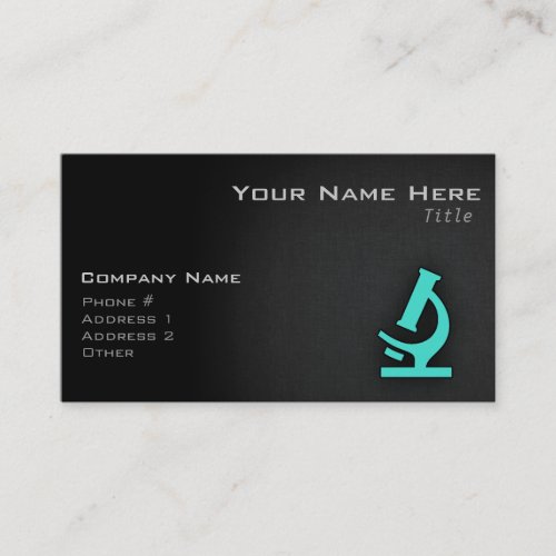 Turquoise Blue Green Microscope Business Card