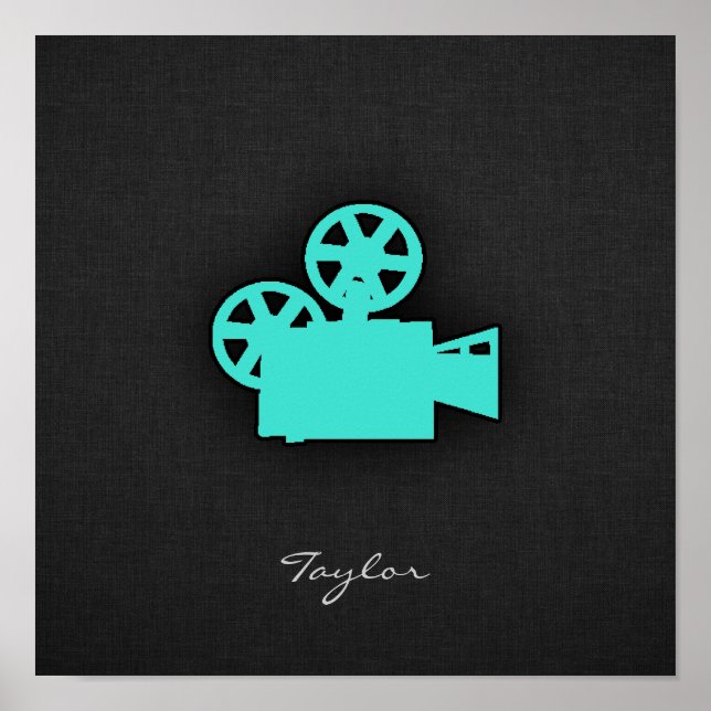 Turquoise; Blue Green Movie Camera Poster (Front)
