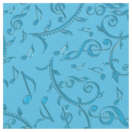 Turquoise Blue Green Music Notes Fabric