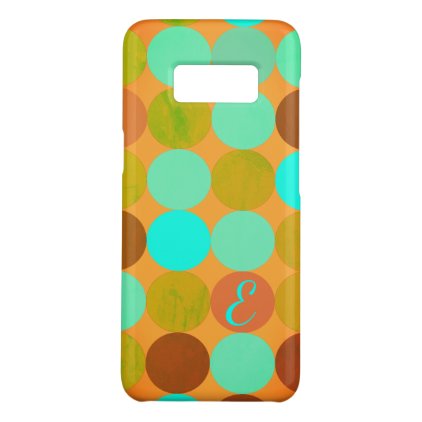 Turquoise Blue Green &amp; Orange Circles Monogram Case-Mate Samsung Galaxy S8 Case
