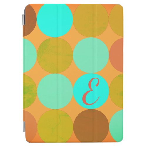 Turquoise Blue Green  Orange Circles Monogram iPad Air Cover