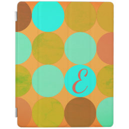 Turquoise Blue Green &amp; Orange Circles Monogram iPad Smart Cover