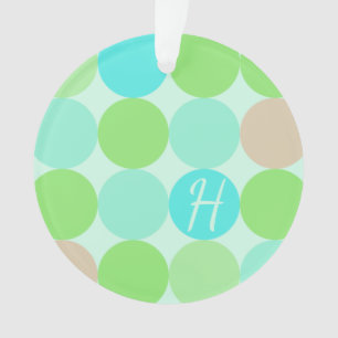 Turquoise Blue Green & Orange Circles Monogram Ornament
