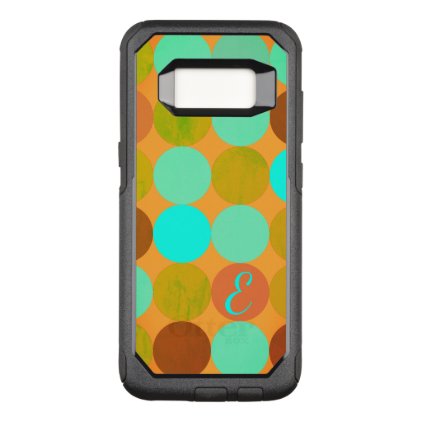 Turquoise Blue Green &amp; Orange Circles Monogram OtterBox Commuter Samsung Galaxy S8 Case