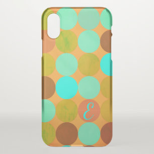 Turquoise Blue Green & Orange Circles Monogram iPhone X Case