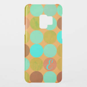 Turquoise Blue Green & Orange Circles Monogram Uncommon Samsung Galaxy S9 Case