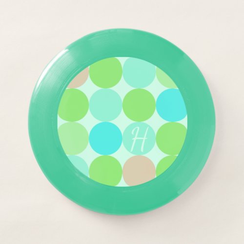 Turquoise Blue Green  Orange Circles Monogram Wham_O Frisbee
