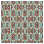 Turquoise Blue Green Orange Tribal Mosaic Pattern Fabric
