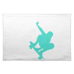 Turquoise; Blue Green Skater Cloth Placemat