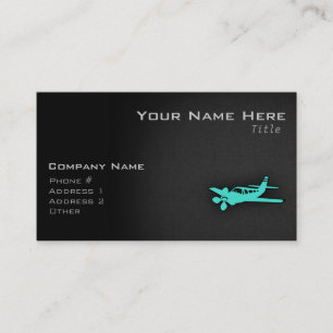Turquoise; Blue Green Small Airplane Business Card