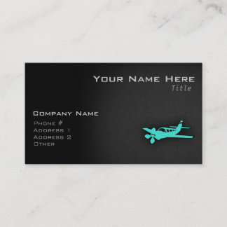 Turquoise; Blue Green Small Airplane Business Card