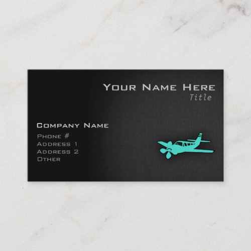 Turquoise Blue Green Small Airplane Business Card