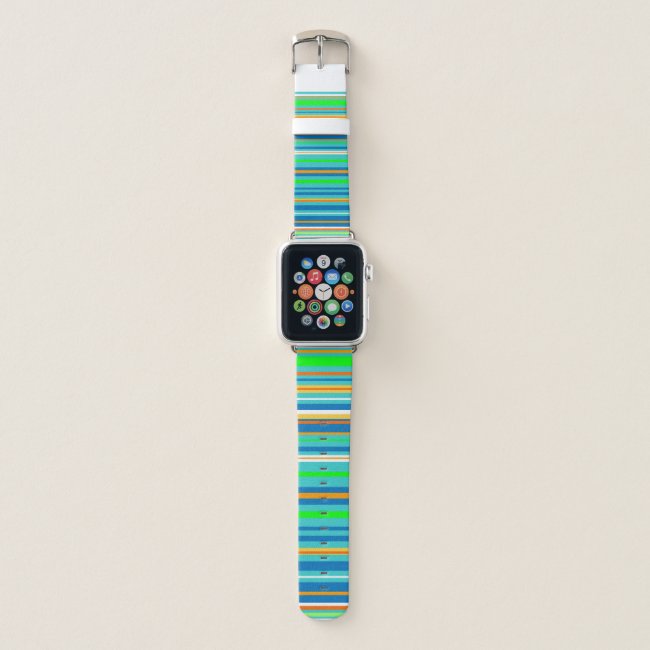 Turquoise Blue Green Stripes Abstract Pattern Apple Watch Band