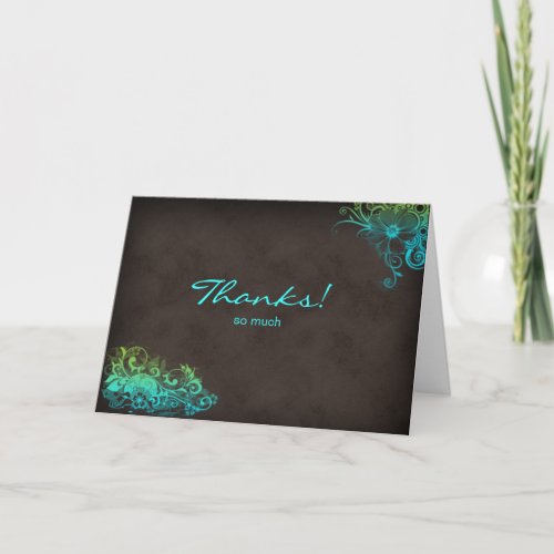 Turquoise Blue Green Thank You Greeting Card