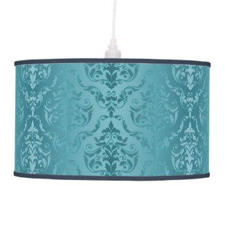 Turquoise Blue Green Vintage Damask Ceiling Lamp