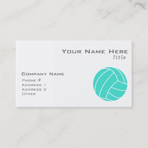 Turquoise Blue Green Volleyball Business Card