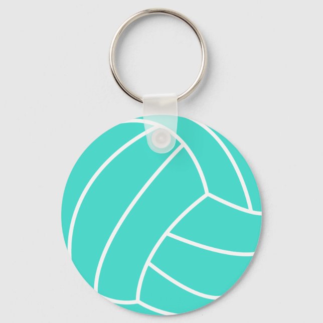 Turquoise; Blue Green Volleyball Keychain (Front)