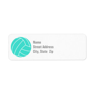 Turquoise; Blue Green Volleyball Label
