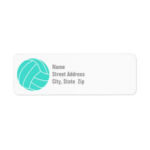 Turquoise Blue Green Volleyball Label