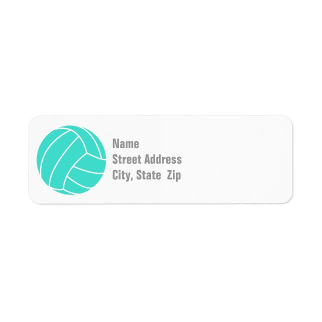 Turquoise; Blue Green Volleyball Label (Front)