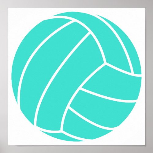 Turquoise Blue Green Volleyball Poster