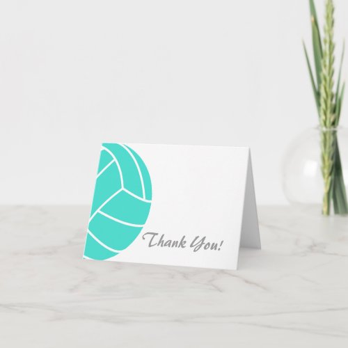Turquoise Blue Green Volleyball Thank You Card