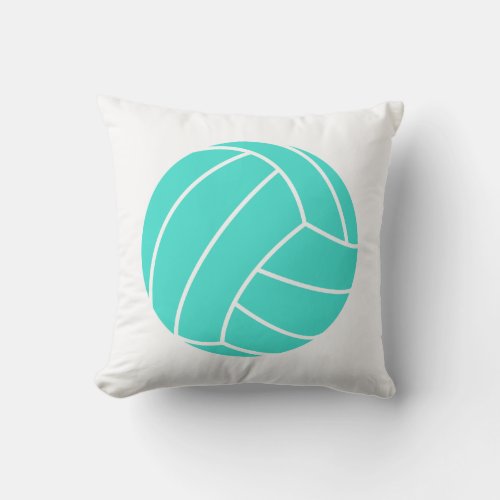 Turquoise Blue Green Volleyball Throw Pillow