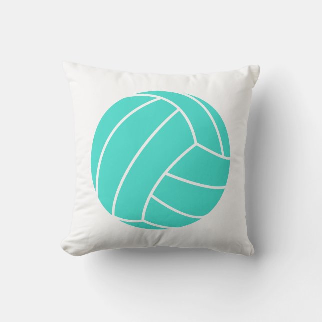 Turquoise; Blue Green Volleyball Throw Pillow (Front)