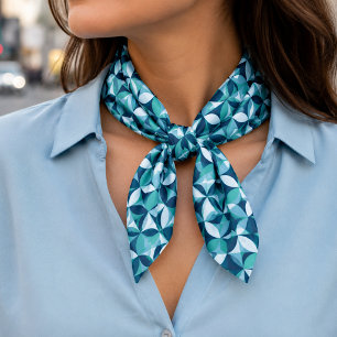 Turquoise Blue Green White Pop-art Mosaic Pattern Bandana