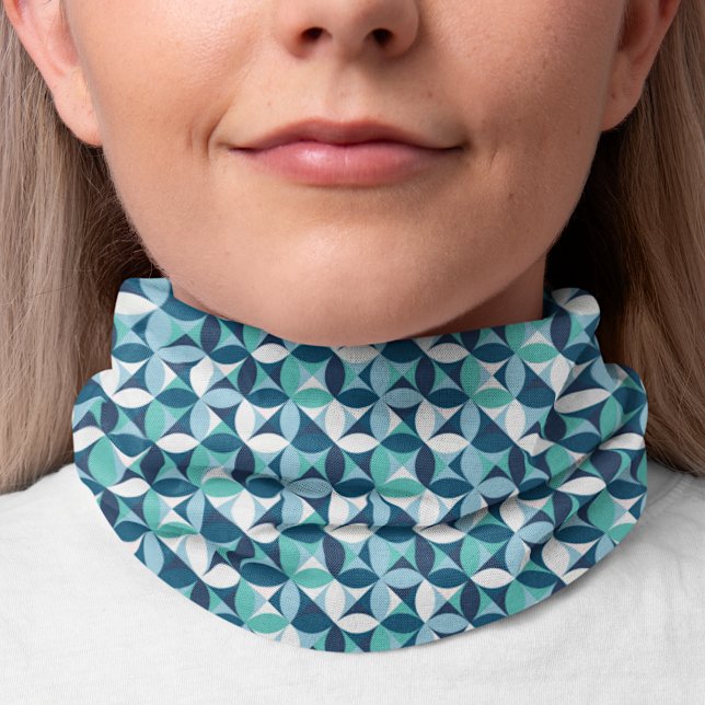 Turquoise Blue Green White Pop-art Mosaic Pattern Bandana (Creator Uploaded)