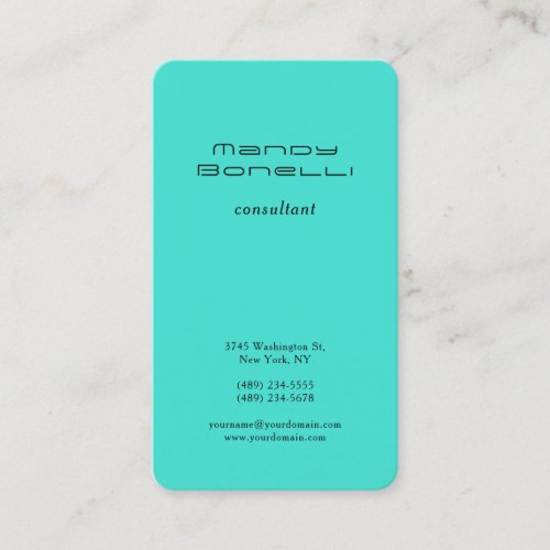 Turquoise Blue GreenTrend Minimalist Professional Business Card