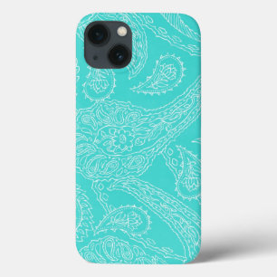 Turquoise blue henna vintage paisley girly floral iPhone 13 case