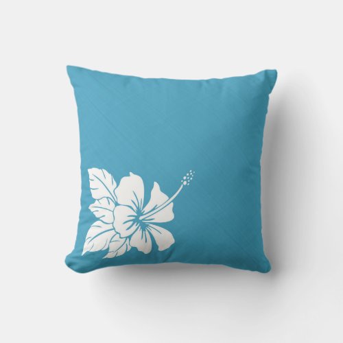 Turquoise Blue Hibiscus Throw Pillow