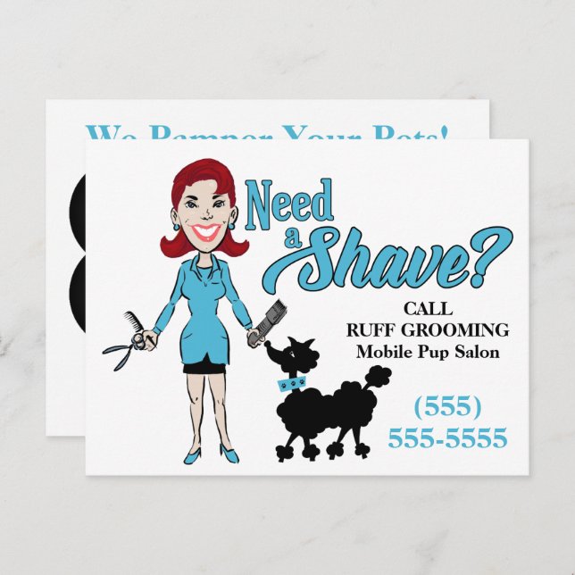 Turquoise Blue Humorous Need a Shave Groomer Postc Postcard (Front/Back)