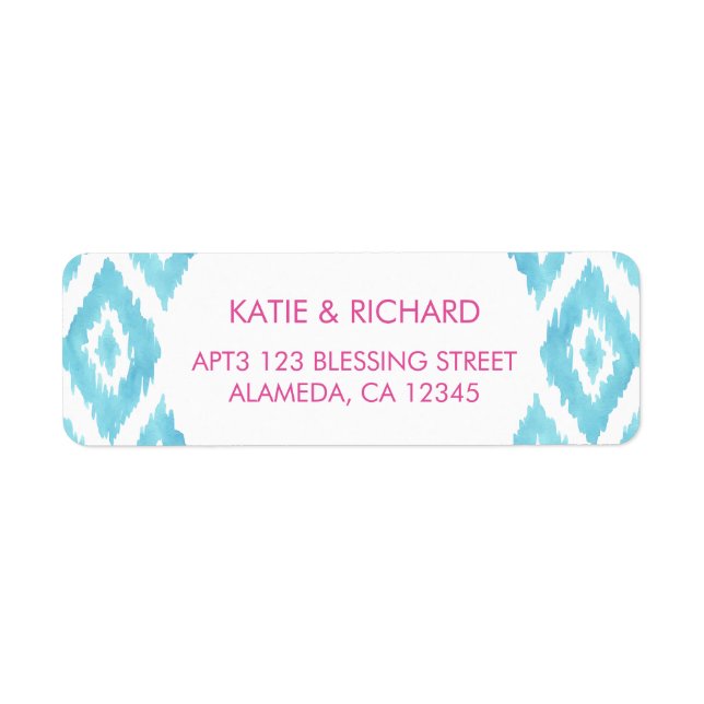 Turquoise Blue Ikat Label (Front)