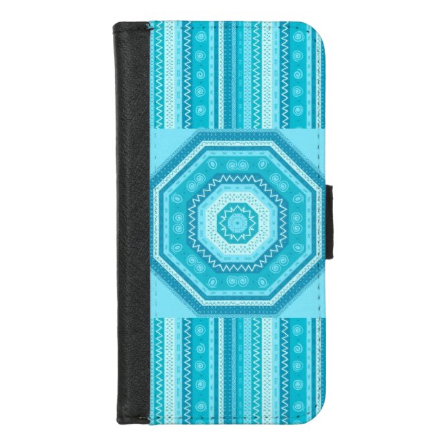 Turquoise Blue iPhone Wallet Case (Front)